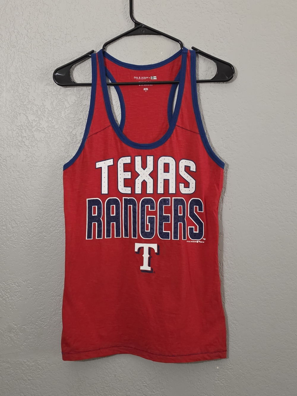 5th & Ocean Genuine Merchandise Texas Rangers MLB Tank Rhinestones Womens Small
